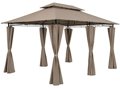 CASARIA® Pavillon Topas 3x4m Metall Wasserabweisend UV-Schutz 50+ mit Seitenteile Stabil Gartenpavillon Luxus Modern Taupe