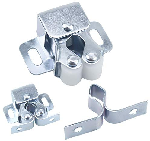 Natuce 12 Stück Möbelschnäpper, Doppel-Rollenschnäpper für Schrank, Kleiderschrank Tür Ball Roller Catch, Möbelschnäpper Schranktür Kleiderschrank Tür Latch Fang Set Edelstahl für Schrank (Silber)