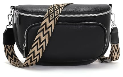 Boadlol Große Bauchtasche Damen umhängetasche Crossbody bag Schultertasche Brusttasche Leicht mit Mehrere Fächer Verstellbar