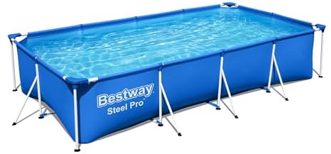 Bestway Steel Pro Frame Pool ohne Pumpe 400 x 211 x 81 cm, blau, eckig Steel ProPool