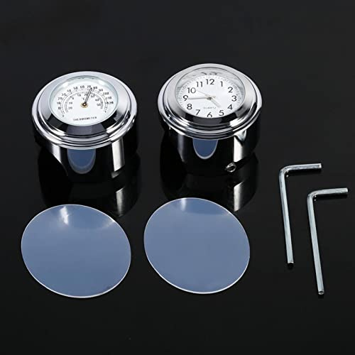 aqxreight - 7/8 1 Motorradlenker Chrom-weißes Zifferblatt Uhr und Thermometer