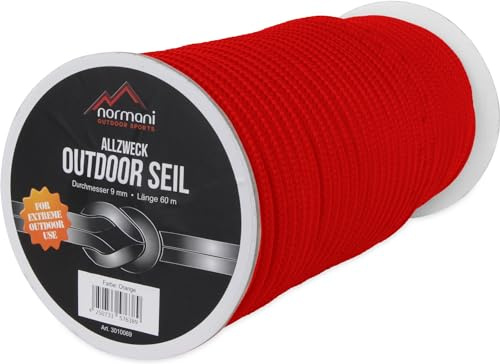Allzweck-Outdoor-Seil, 9 mm x 60 Meter Rot 60 m