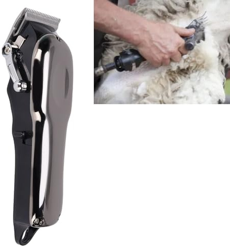 YUYTE Professionelle Kabellose Pferdeschermaschine, Leise Elektrische Fellschere aus Metall für Pferde, Rinder, Schafe, Hunde mit 4 Schutzvorrichtungen, Wiederaufladbarer Viehtrimmer