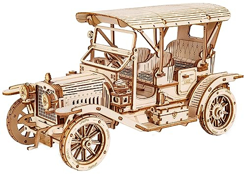ROBOTIME 3D Puzzle Oldtimer Auto Modellbau aus Holz | DIY Holzpuzzle Modellbausatz Bastelsets Geschenk für Erwachsene und Teenager