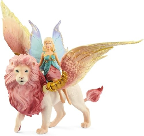 SCHLEICH BAYALA | Elfe auf geflügeltem Löwe 70714 | Löwe mit beweglichen Flügeln und Magnet | Geschenkidee für Mädchen und Jungen | schöne Sammelfiguren | Spielfigur ab 5 Jahren | 25 x 8 x 19 cm