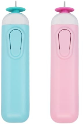 Flylin 2 Stück Elektrischer Quilling-Stift Werkzeug mit Edelstahl-Kopf | Quilling Slotted Tool Pen für Allgemeine Quilling Papierstreifen und Breitere Quilling Papie(Blau+Rosa)