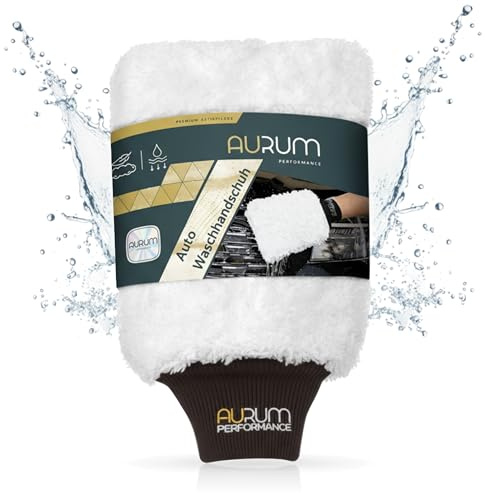 Aurum-Performance® Profi Autowaschhandschuh aus weicher und saugfähiger Microfaser - Auto Waschhandschuh für schonende und effektive Autopflege (1 Stück)