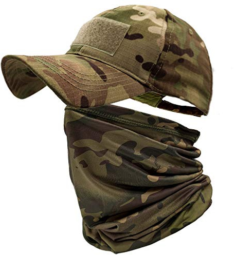 ehsbuy Camo Hüte für Männer mit Kühlung Halsgamasche Baseballmützen Gesichtsschal Maske Armee Taktische Militärmütze Halsrohr Snoods zum Laufen Jagd Camping Radfahren Angeln Outdoor Sports