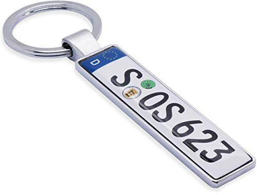 Personalisierter Kennzeichen-Autoschlüsselanhänger beidseitig individuell bedruckt Nummernschild Minischild Kfz-Kennzeichen Führerschein Geschenk (Farbwahl: silber, anthrazit/grau, gold, roségold)