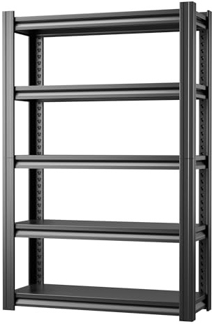 SUPEER Schwerlastregal Metall 183x120x45 cm mit 5 Verstellbaren Metallböden | Lagerregal für Keller & Werkstatt | Tragkraft bis 1200 kg | Schwarz