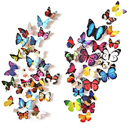 80 Stück 3D Schmetterlinge Deko Schmetterling Wandaufkleber Schmetterlinge Dekoration Wandtattoo Abnehmbare Wandaufkleber Heimdeko Kinderzimmer Schlafzimmer Deko