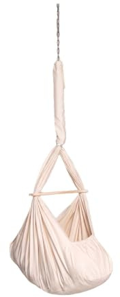 elvent® Lullaby Federwiege Set mit Matratze, Baumwolle, Made in Germany (Baby Hängewiege mit Deckenbefestigung, Naturbeige)