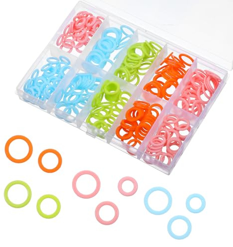 220 Stück Strickmarker-Ringe Bunte Maschenmarkierer-Ringe Geflochtene Zählschnalle Maschenmarkierer-Ringe (S/M/L) Mit Tragbarer Aufbewahrungsbox Für DIY Häkel-Bastelprojekte Stricken, Häkeln