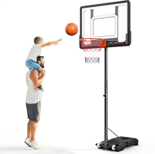 Lischwert Basketballkorb Outdoor Verstellbarer hoher tragbarer Basketballkorb, professioneller Basketballständer mit Rädern für Erwachsene im Hinterhof