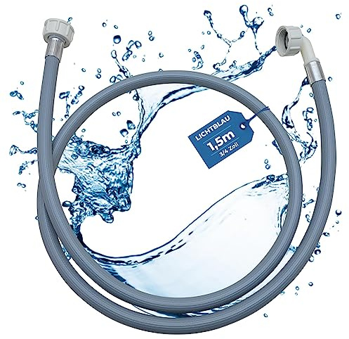 LICHTBLAU Zulaufschlauch 1,5 m 3/4 Zoll – Wasserzulaufschlauch für Waschmaschine & Geschirrspüler – Anschlussschlauch Winkel/Gerade mit Dichtung – Universal Wasseranschluss Schlauch