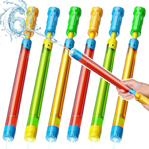 Wasserpistole Kinder, Wasserspritze Wasserspritzpistole Kinder Spritzpistole Wasser Wasserpistole mit Großer Reichweite Wasserpistolen Set, Wasserspielzeug für Pool Strand Outdoor Garten (6er-Satz)