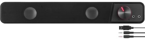 Speedlink BRIO Stereo Soundbar PC Lautsprecher - exzellente Audioqualität, 12 Watt, 3,5mm-Klinkenstecker AUX, Kopfhöreranschluss & Mikrofonanschluss, schwarz