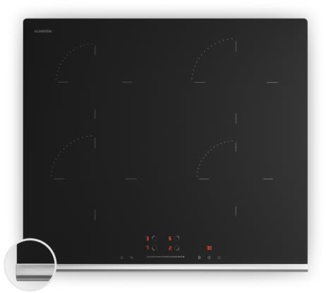 Klarstein Verosteel Induktionskochfeld 60cm - 4-Zonen Kochfeld Induktion, 7400W Boost, Touch-Slider, Timer, Kindersicherung, Restwärmeanzeige, Ceran Glas, Einbau Induktionsherd