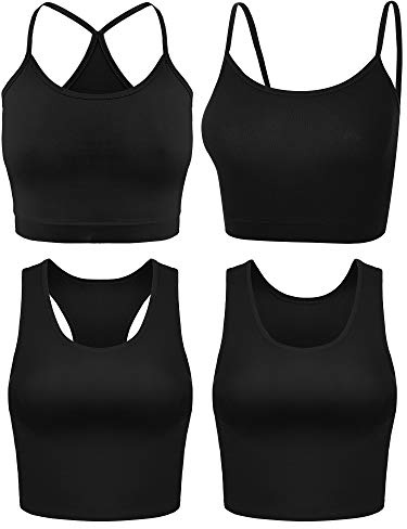 Boao 4-teilige Crop Tops für Frauen – Basic Workout Tops mit Spaghettiträger, ärmelloses Racerback-Cami für Sport & Fitnessstudio