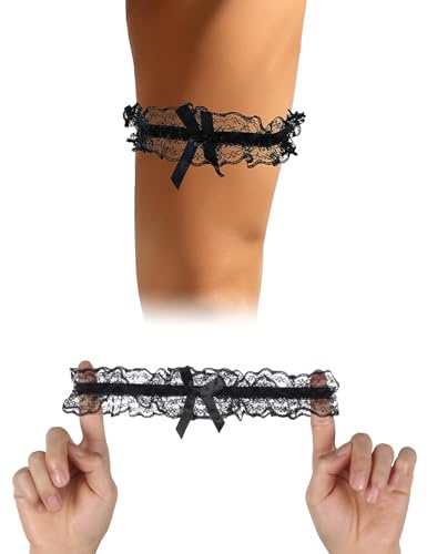 ohyeahlady Strumpfband Hochzeit Sexy Spitze 2er Pack Wedding Garter Belt Strumpfbänder Brautstrumpfband mit Schleife Bein Garters for Bride Brautaccessoires Braut Geschenk One Size