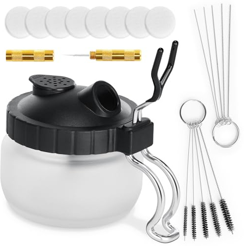 Oasser 20-teiliges Airbrush Reinigungsset mit 1 Behälter, 8 Filterpads, 5 Bürsten, 5 Nadeln und 1 Schaber