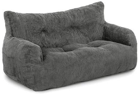 Pamapic Sitzsack, Sitzsack Erwachsene mit Füllung, Doppeltes Lounge Sessel mit Tragbarem Griff, Modernes Ergonomisches BeanBag, Indoor Sitzsäcke Stuhl für Wohnzimmer, Schlafzimmer, Spielzimmer, Grau