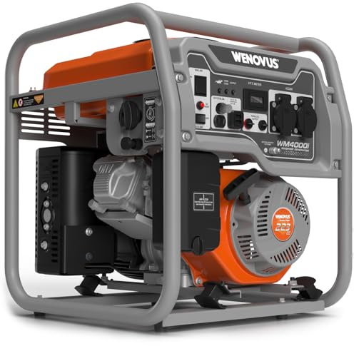 Wenovus Inverter Stromerzeuger 3800W Benzin 4 Takt mit 230V Steckdose und USB als Zuverlässiges Notstromaggregat für Backup Stromausfälle, Haus, Werkstatt, Garage und Baustelle