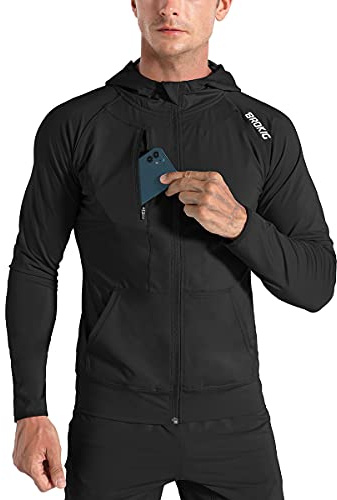 BROKIG Leichte Laufjacke Herren Hoodie Fitness Sportjacke S