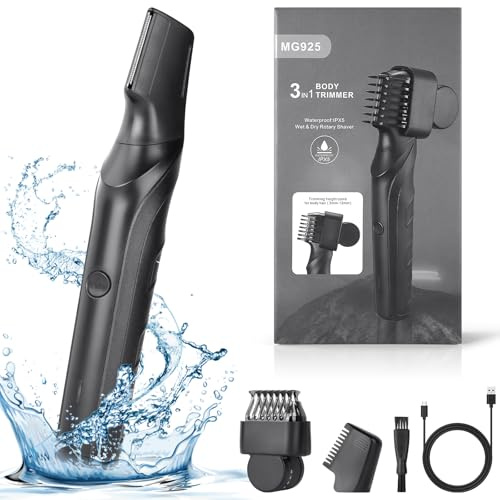 AOGOE Intimrasierer Mann, 3-in-1 Rasierer Herren, Elektrisch Körperrasierer Intimbereich Mann, Intimbereich Rasierer Herren für Achselhöhlen Leiste Rücken Brust, Nass-Trocken, Type-C, V-Förmig