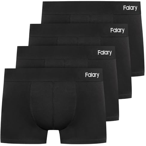 FALARY Boxershorts Herren 4er Pack, Männer Unterhosen Bio Baumwolle | Men Retroshorts Unterwäsche Boxer, Atmungsaktiv & Hautfreundlich, Weich & Bequem für Alltag und Sport (Gr.S-4XL)