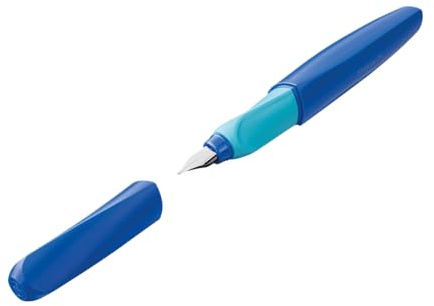 Pelikan Twist Füllhalter, Edelstahl-Feder in Strichbreite M inkl. Tintenpatrone, deep blue