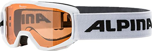 ALPINA PINEY - Beschlagfreie, Extrem Robuste & Bruchsichere Skibrille Mit 100% UV-Schutz Für Kinder, white, One Size