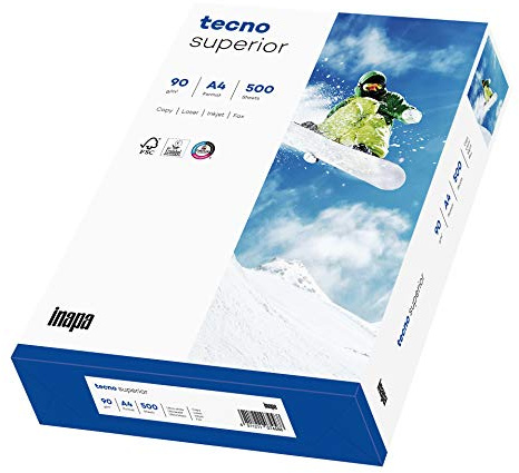 inapa Drucker-/ Kopierpapier tecno Superior: 90 g/m², A4, 500 Blatt, hochweiß