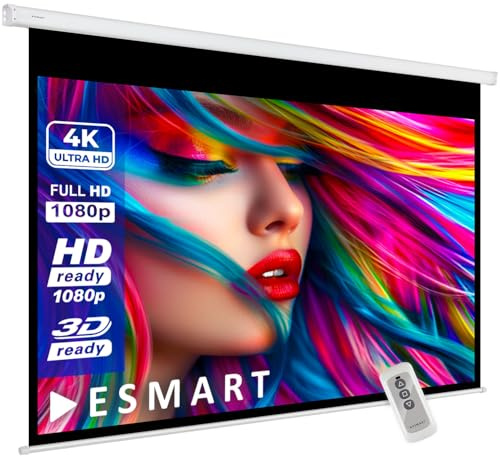 ESMART Economy EXM Motor-Leinwand 277 cm Bild 240 x 135 cm (108) | Format 16:9 | Fernbedienung | Heimkino elektrische Beamer Projektionsleinwand Motor Leinwand LCD