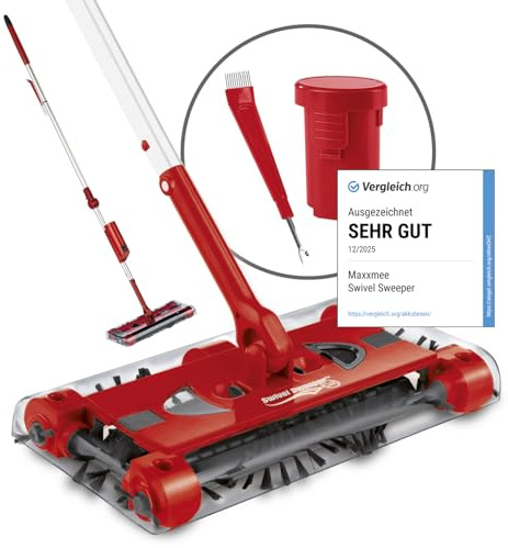 Swivel Sweeper Akku-Besen - einfache Krümelaufnahme - Kabellos, beutellos & wiederaufladbar - Bodenfeger mit rückenschonendem Knickgelenk & 360° Rotation - Maximale Flexibilität - Mühelose Reinigung