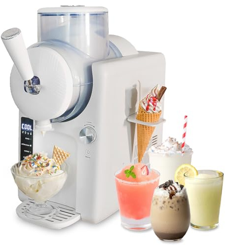 Unold 48950 Slush- und Softeismaschine Sofie mit Kompressor ca. 2 L 5 Programme für Slushies, Softeis Frozen Cocktails, Milchshakes in 30 min, Behälter spülmaschinengeeignet, Weiß