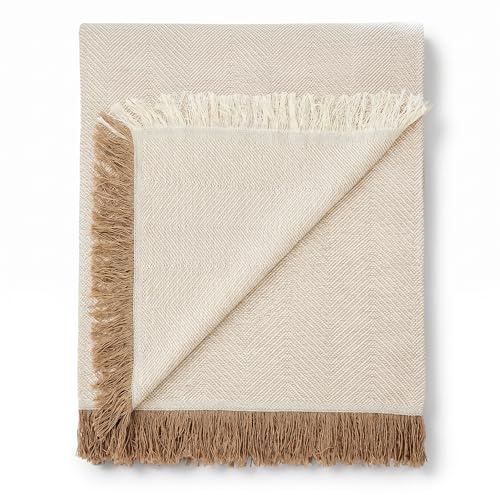 Martina Home Spiga vielseitiger Schal, 80% Baumwolle, 20% Polyester, roh/beige 260 Length x 180 Width cm