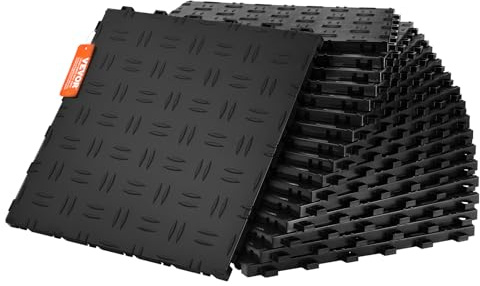 VEVOR Garagen-Bodenbeschläge, 305 x 305 x 13,4 mm, 25er-Set Industrieboden, rutschfeste doppelseitige Struktur-Garagenboden, für Garagen, Keller, Reparaturwerkstätten, Schwarz