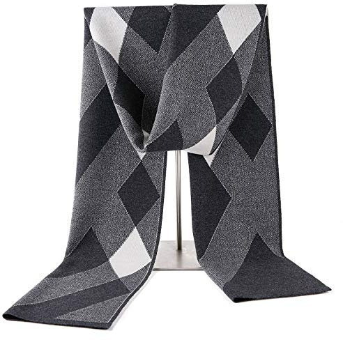 KEECOW Winterschal Herren,30% Merinowolle Herrenschal Winter,Weiche Warm Kaschmir Schal in 4 Farbe Weihnachtensgeschenk (Schwarz)