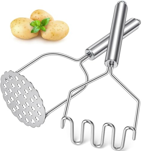 Kartoffelstampfer, Sopito 2 Stück Kartoffel Stampfer aus Edelstahl kartoffelpresse Edelstahl Rostfrei Spülmaschinenfest, Potato Masher für Gemüse und Früchte