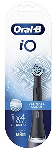 Oral-B iO Ultimative Reinigung Aufsteckbürsten für elektrische Zahnbürste, 4 Stück, ultimative Zahnreinigung mit iO Technologie, Zahnbürstenaufsatz für Oral-B Zahnbürsten, schwarz , 4er Pack