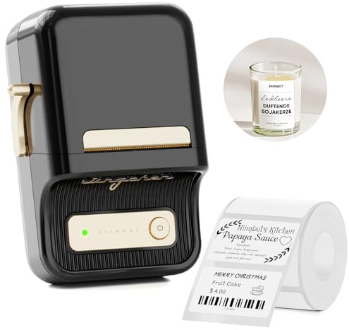 NIIMBOT B21 Etikettendrucker mit 1 Rolle Starterband, Bluetooth Selbstklebendes Etikettiergerät, Beschriftungsgerät Druckgröße 20-50mm Kompatibel mit iOS und Android für Zuhause, Büro