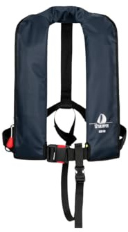 12skipper Automatik Rettungsweste 165N, ISO 12402-3, UML-Auslöser, Schrittgurt, Signalpfeife, Erwachsene 40-150 kg, Navy