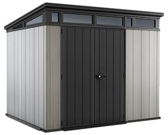 Keter Artisan 9x7 Gerätehaus Kunststoff - 278 x 218 x 226 cm, grau/anthrazit, Geräteschuppen, Gartenhaus, Schuppen mit Doppeltür & Belüftung