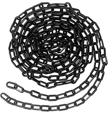 QWORK® 5M x 6mm Absperrkette Kunststoffkette für Mengenkontrolle, Verkehr, Warteschlange (Schwarz)