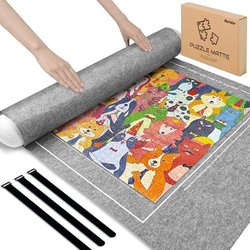 Nariolar Puzzlematte - Puzzle Matte Roll 500/1000/1500 Teile Grau | Praktisches Zubehör für die Aufbewahrung und den Transport von Puzzles