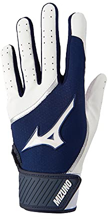 Mizuno MVP Baseball-Schlaghandschuhe für Erwachsene, Weiß/Marineblau, Größe XL