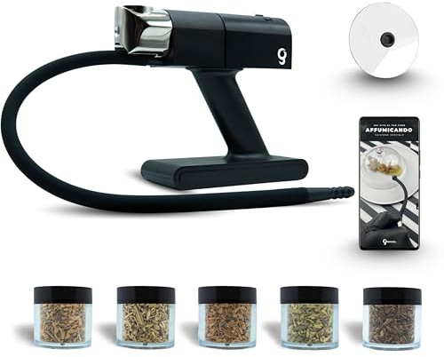 Giamaio Fumus Räucherpistole, tragbarer Kaltraucher + 5 kostenlose Holzaromen + E-Book mit italienischen Rezepten, Kaltrauchgenerator, Lebensmittelräuchergerät, Cocktails