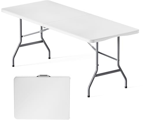 Wiltec Campingtisch klappbar 180x75x74 cm Klapptisch mit Tragegriff Partytisch Biertisch Gartentisch Buffettisch Bierzeltgarnitur Camping Tisch faltbar
