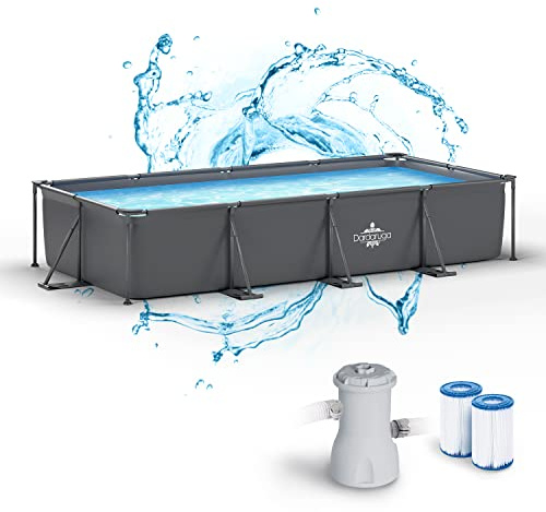 DARDARUGA Galapagos Outdoor SCHWIMMBECKEN 450 x 220 x 84 cm + PUMPE + 2 Filter, Outdoor, Marke und Garantie Italien Premium-Materialien, mehrschichtige Auskleidung, Galapagos Schwimmbad
